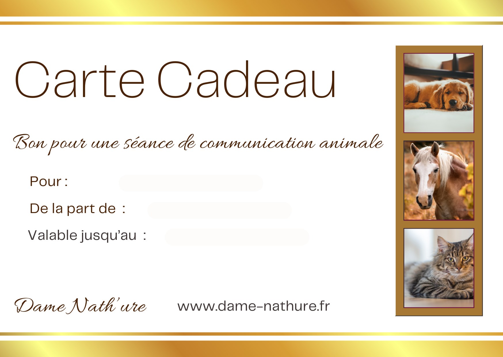 carte cadeau communication animale